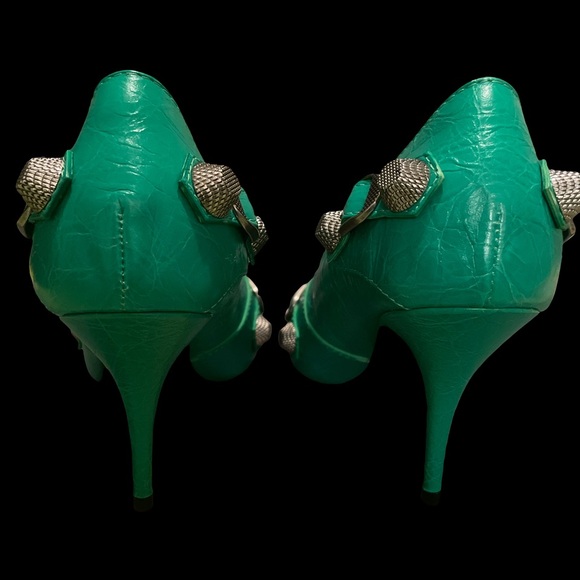 Balenciaga Agneau Arena Cagole Pumps Green Size 7 Made in Italy - Picture 6 of 15